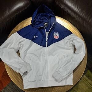 Nike White and Navy Windbreaker Jacet, L